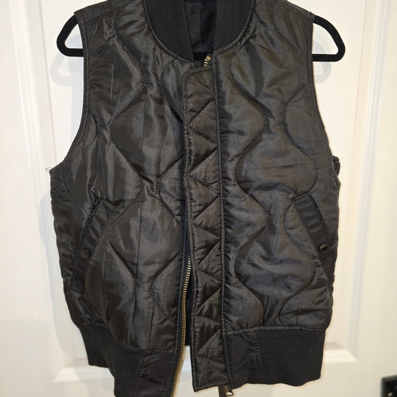 Rachel Jackets & Blazers - Rachel Black Quilted Outerwear Reversible‎ Vest Zip Close Medium Fall Spring